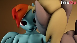 Futa Rainbow Dash et Derpy passent un moment agréable (animation MLP)