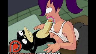 Futurama Porno-Leela gibt Nibblonian einen Blowjob