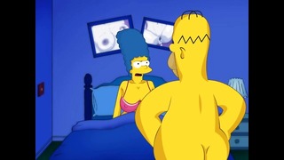 Marge store bryster og Homer Simpson store pik. Tegnefilmvideo