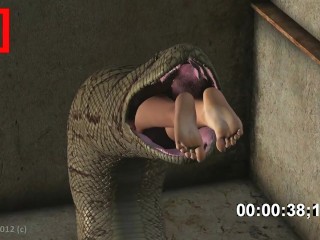 Girl eaten alive by a snake - XAnimu.com