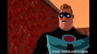 Redhead slut takes it deep in her mouth in The Incredibles porn