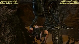Samus Aran hard geneukt door Aliens Xenomorph Hardcore 3D porno