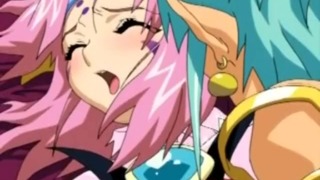 Fingering & skull-job in lesbian hentai