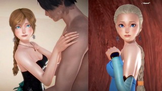 (3d porno) (3d Hentai) (bevroren) Seks met meisjes gekleed als Anna en Elsa