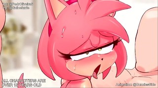 Doppia penetrazione di Amy Rose - Sonic The Hedgehog Porno