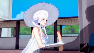 White haired slut from Azur Lane reachs multiple orgasms when being fucked outdoors