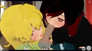 [cm3d2] - Rwby Anime Порно, груповий секс з Рубі Янг + Блейк