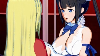 Данмачі - Гестія X Харухіме Лесбіянки 3d Anime