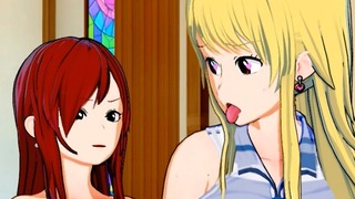 妖精的尾巴 – 露西性交 Futanari 艾尔莎 3d Anime