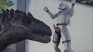 Brutální chlupatý Bdsm T-rex Fellatio