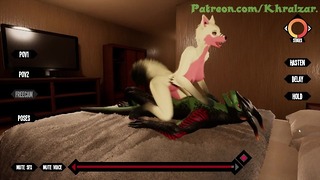 Forførende 3d Dragon Fucks Wolf Chick. Anthro, Furry, Porn. Videospil. Del 2