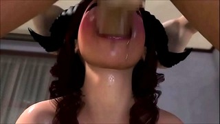 Redhead Succubus Throat Fucking