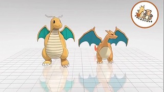 A hasonló Charizard és Dragonite videó különböző dalokkal táncol