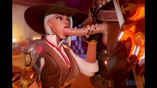 Overwatch 2 Ashe Gives a Handjob and a Blowjob to Long Dick