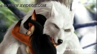 Fox Whore baisée dans les bois par un loup.