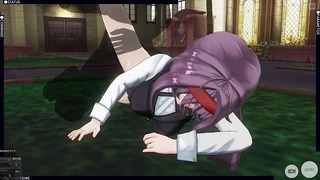 3d Anime Konno Yuuki wird im Hof ​​gefickt und bekommt einen Creampie