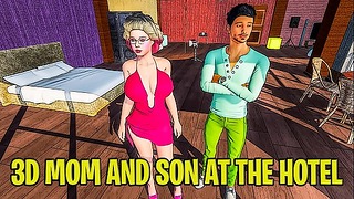 3D μαμά και γιος στο δωμάτιο του ξενώνα