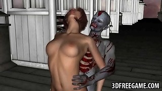 3d Ginger Sucks Cock & Gets Fucked By a Zombie