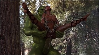 Big Ogre Cock - Savannah Queen Got Surprised in a Forest With a Big Ogre Dick - XAnimu.com