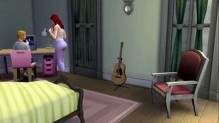 Busty Redhead Fucks Her Stepson in The Sims