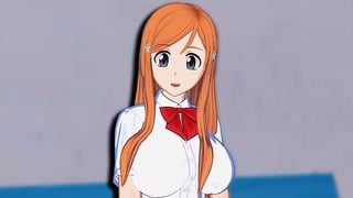 Redhead teen Orihime Inoue from Bleach gets fucked while standing