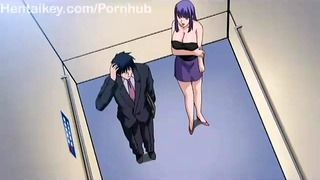 Грудастая девушка в лифте Oral Tsuma
