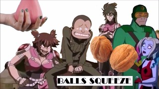 Divertente Anime Testicoli Press Ballbusting Hentai Toons sexy della donna che premono i testicoli Anime Colpi di noci
