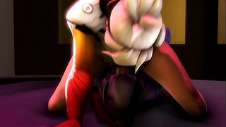 Nasty Widowmaker is f. to deepthroat Futa Mercy huge cock