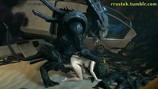 Hard Core 3d animácie Samus and Aliens Skullfuck a Vaginal