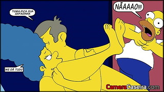 Мардж Симпсън – Едрогърдата съпруга се наслаждава на големия член на Скинър в „Семейство Симпсън“. hentai порнография