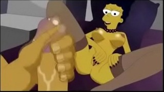 Marge Simpson robi się mokra, gdy patrzy na wielkiego kutasa zmierzającego do jej cipki