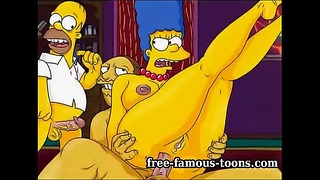 Marge Simpson - The Simpsons의 야생 편집에서 바람을 피우는 아내가 파괴됩니다. hentai 포르노