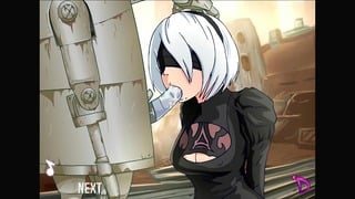 Anime slut Yorha 2B from Nier Aumata destryoed by a mechanical cock