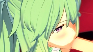Green Heart from Neptunia with huge tits gets fucked in every position