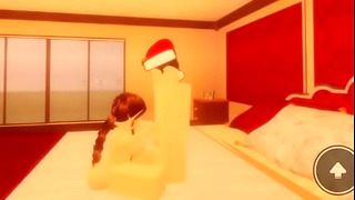 Roblox Stripper Kat recebe dinheiro para fazer sexo aleatório com um macho de Natal em um condomínio