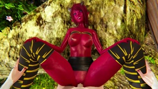 De enige manier om de Red Demon tevreden te stellen, is door Futa Ruby Rose haar van achteren te laten neuken