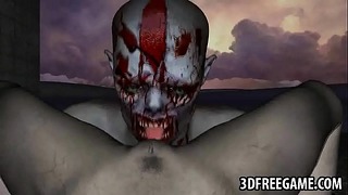 Zombie slut getting fucked by a monster in every position