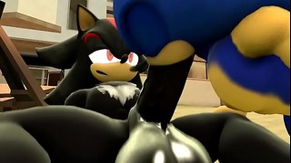 Sonic deepthroats Shadow je masivní penis, dělá ho cum tvrdý