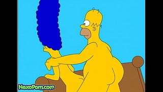 Homer i Marge cieszą się ostrym seksem w domu w porno Simpsonowie
