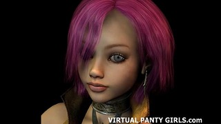 Topless 3d Anime Babe in Tight Spandex