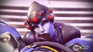 Horny Widowmaker tries to fit a monster cock in her slutty mouth