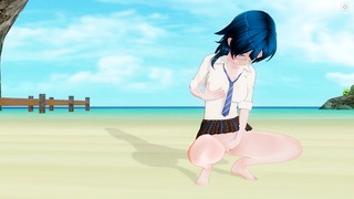 3d Hentai Écolière sur la plage après le lycée