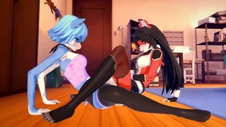 3D Hentai пушистое лесбийское порно