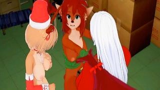 3d Hentai）（毛皮で覆われた）サンタクロースのクリスマスセックス