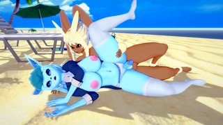 Glaceon и Lopunny - секс Futa Furry становится реальным в Pokemon hentai порно