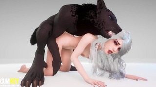 Prsnaté plemená sučky s vlkolakom | Big Dick Monster | 3D porno škaredý život