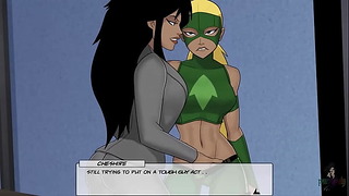 Cheshire y Artemis - Zorras cachondas en el juego porno DC Comics EP52