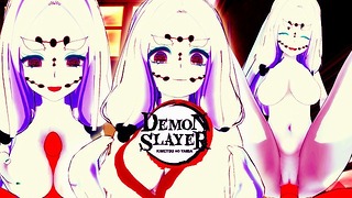Demon Slayer Spider Demon (mãe) fode com Tanjiro Kamado Hentai 3d sem censura