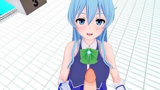 Blue Haired Anime Girl Takes on Big Dick in VR