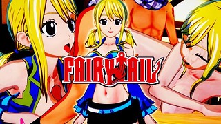 Fairy Tail Natsu ve Lucy Hentai boobjob ve kremalı pasta